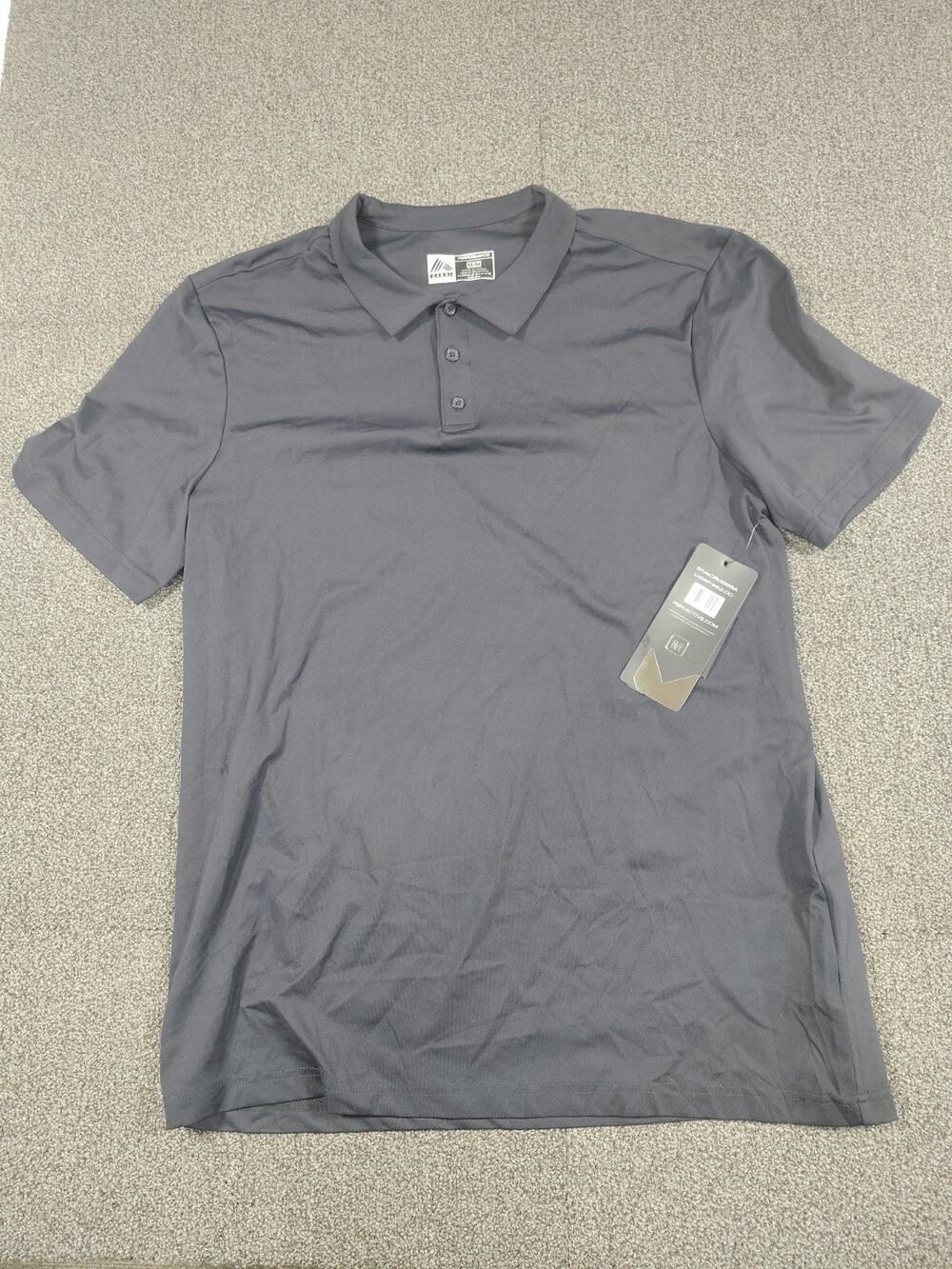 New RBX Golf Men's Size M Short Sleeve 3-Button Collar Polo Shirt Black